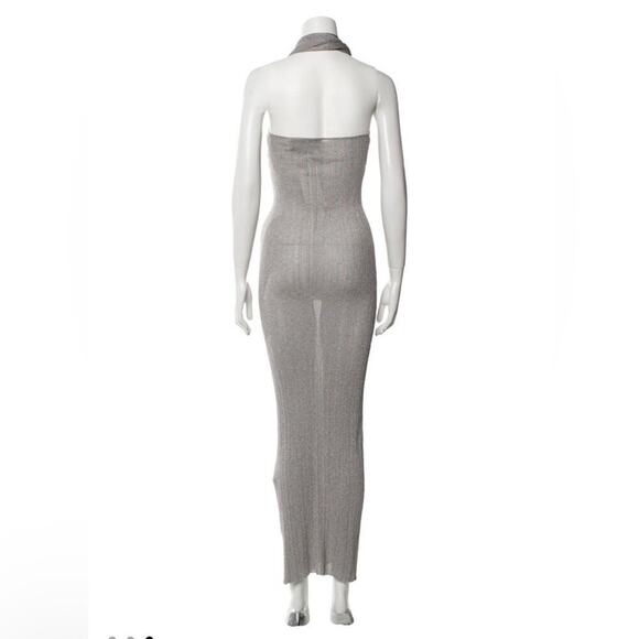 Aya Muse Caspi Halter Sheer Dress In Fog Grey NWT - Picture 5 of 11